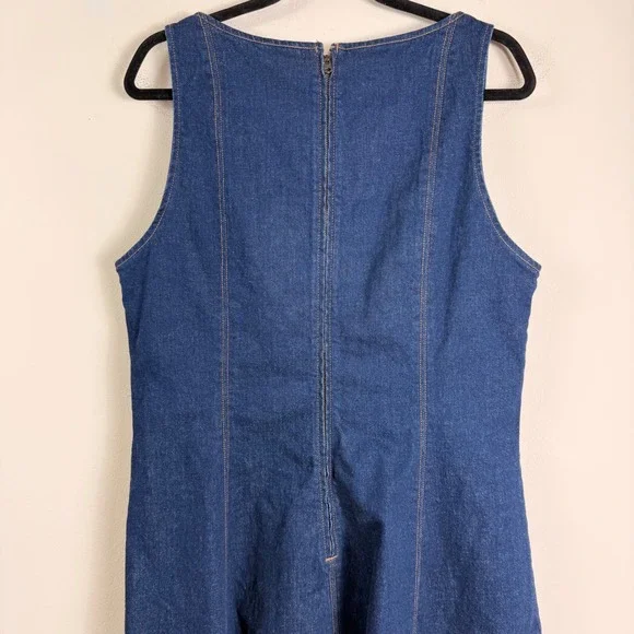 Abercrombie & Fitch Mila Dark Wash Denim Square Neck Mini Dress Size XL Tall - Picture 9 of 14